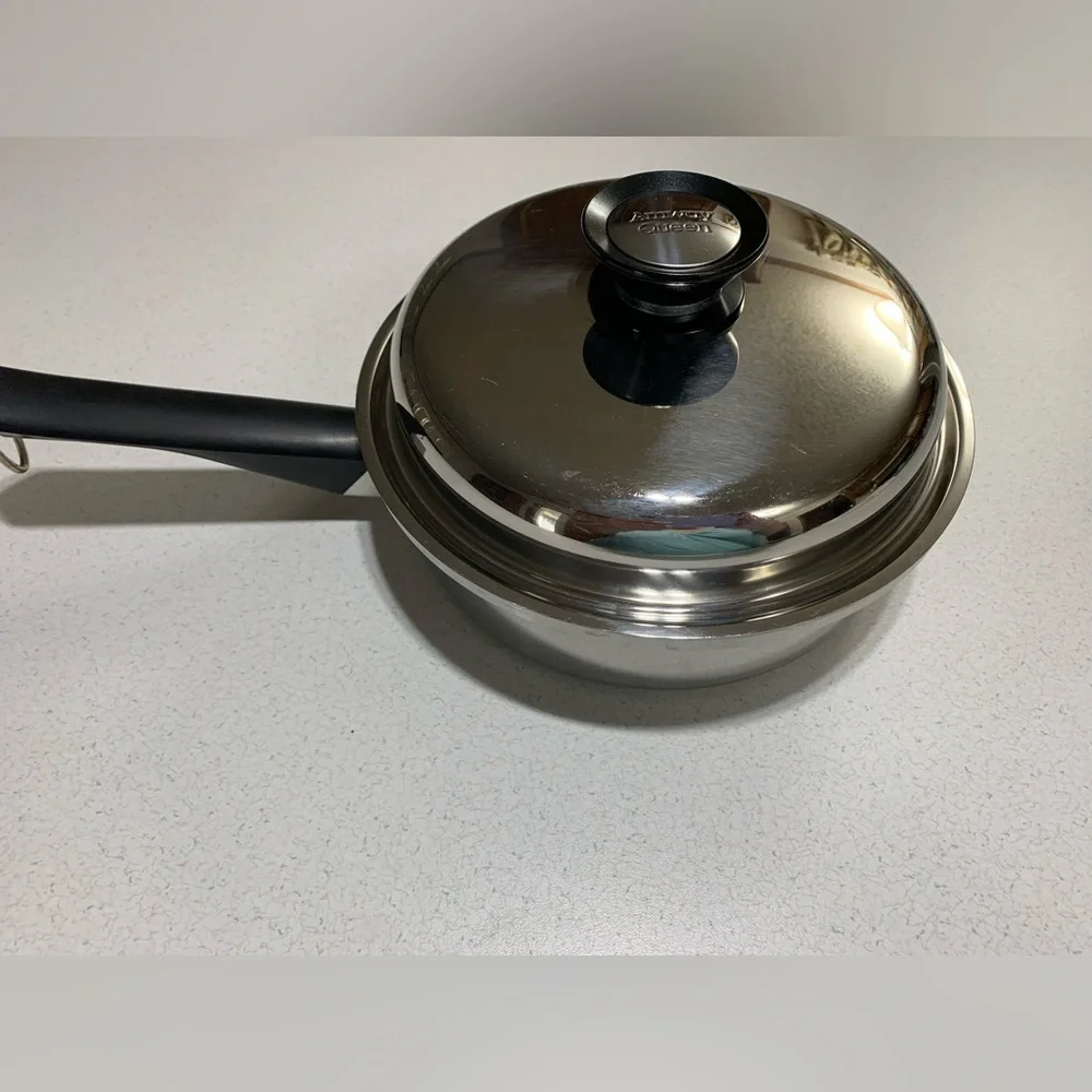 Vintage Amway Queen Multy Ply 18/8 Stainless Steel 2 Pc Cookware Set Sauté Pan